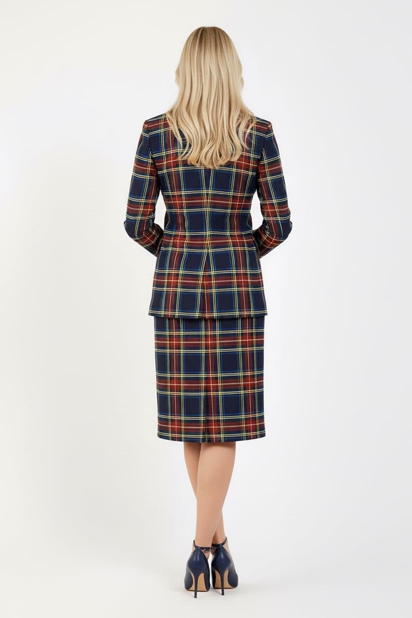 Navy Checked Sleeveless Dress