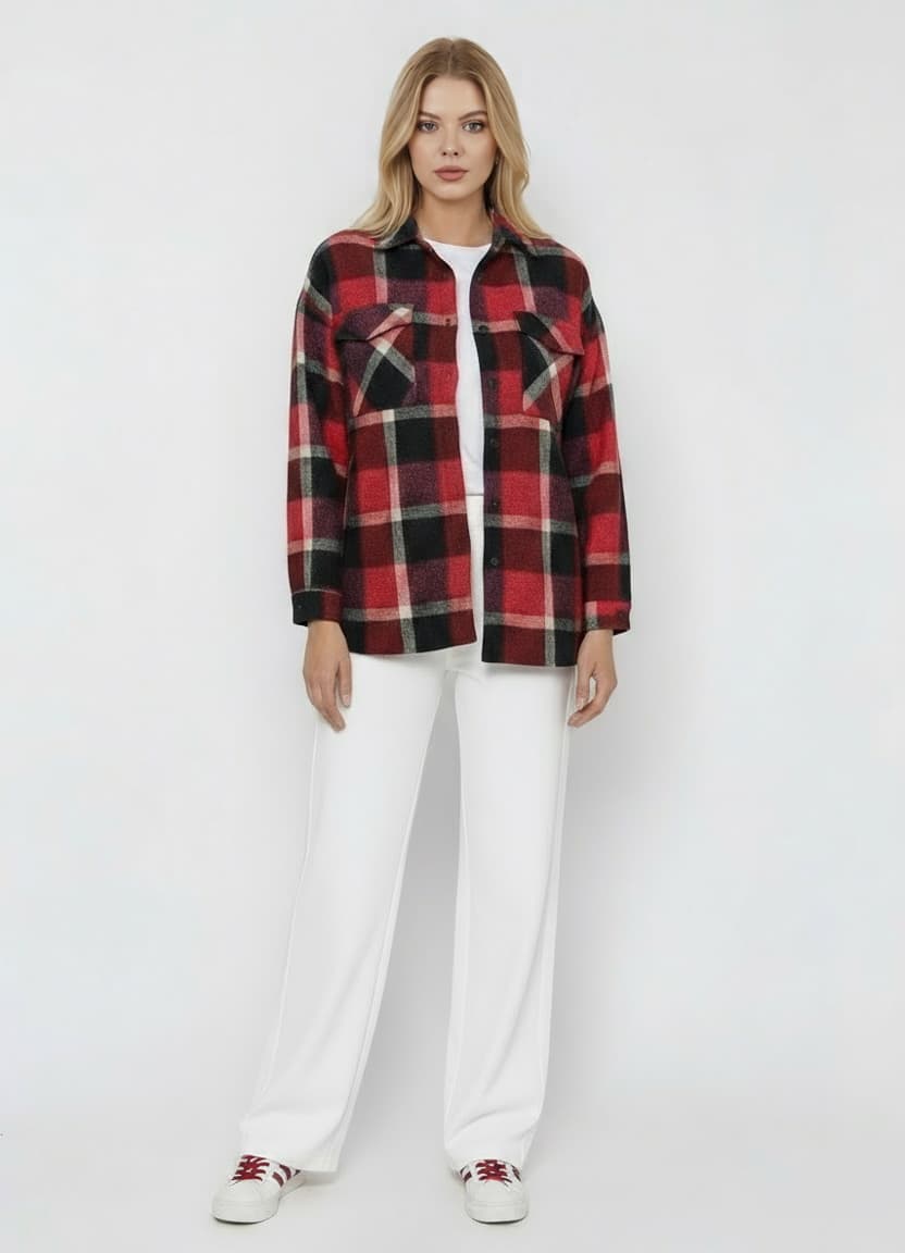 Red Black Plaid Oversize Lumberjack Shirt