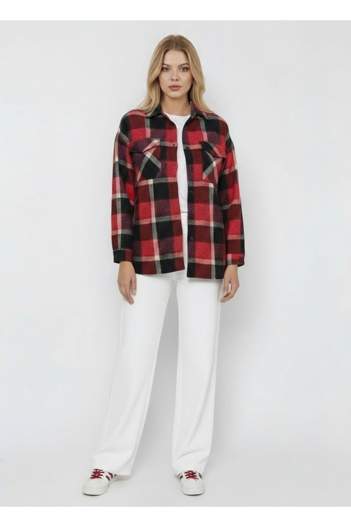 Red Black Plaid Oversize Lumberjack Shirt