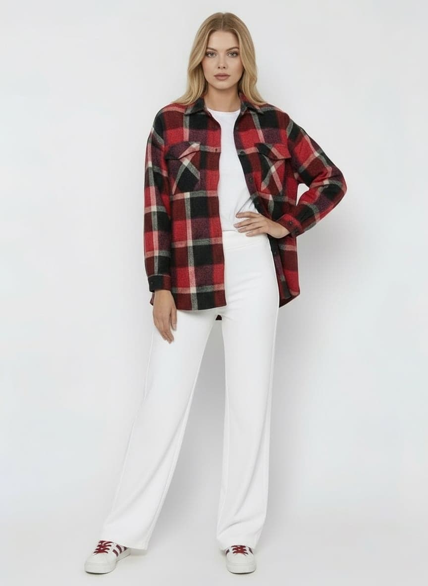 Red Black Plaid Oversize Lumberjack Shirt
