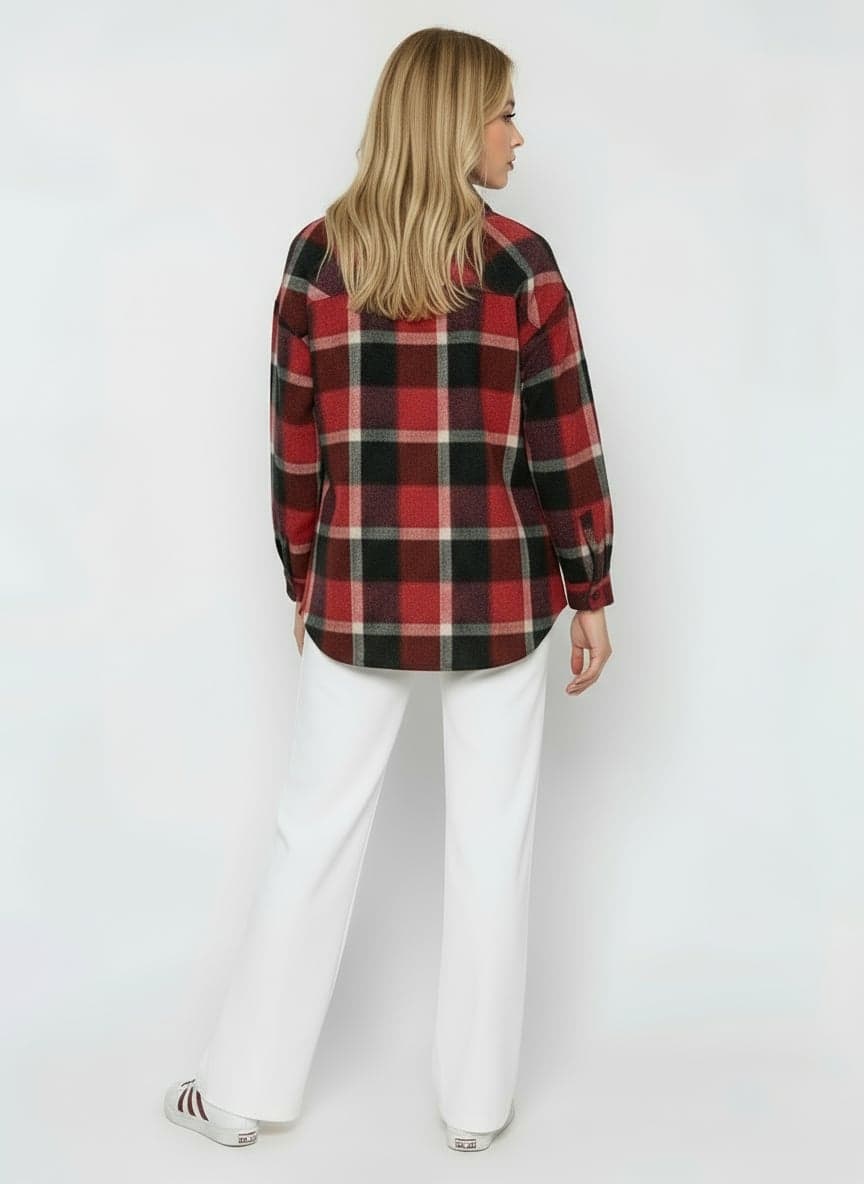 Red Black Plaid Oversize Lumberjack Shirt