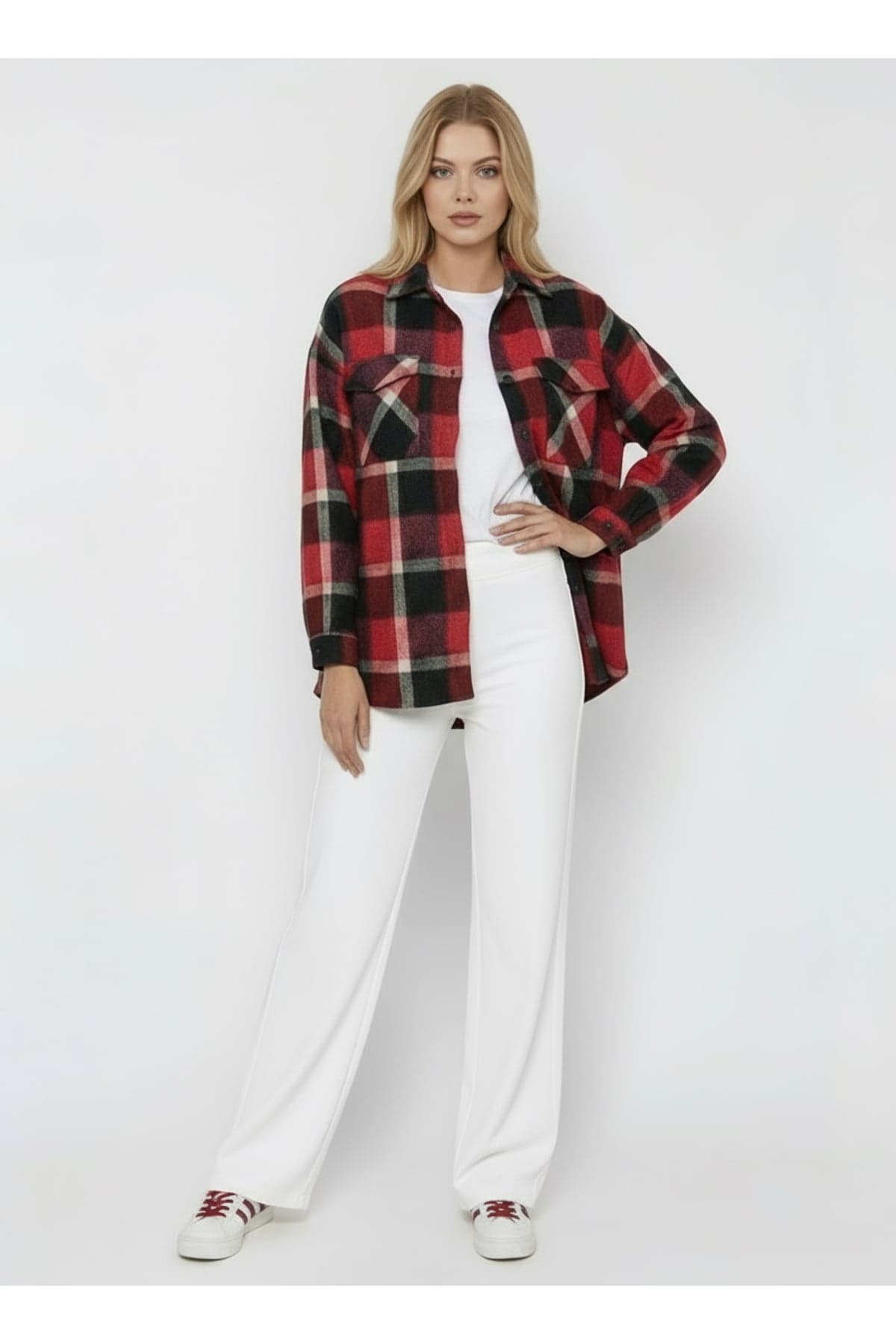 Red Black Plaid Oversize Lumberjack Shirt