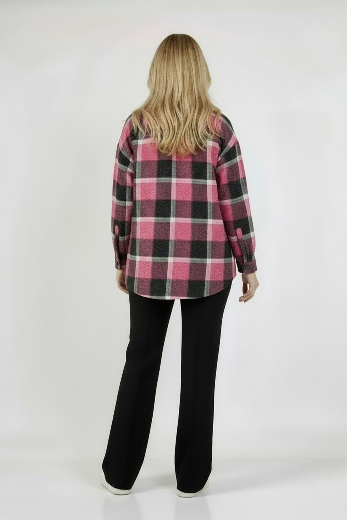 Pink Black Plaid Oversize Lumberjack Shirt