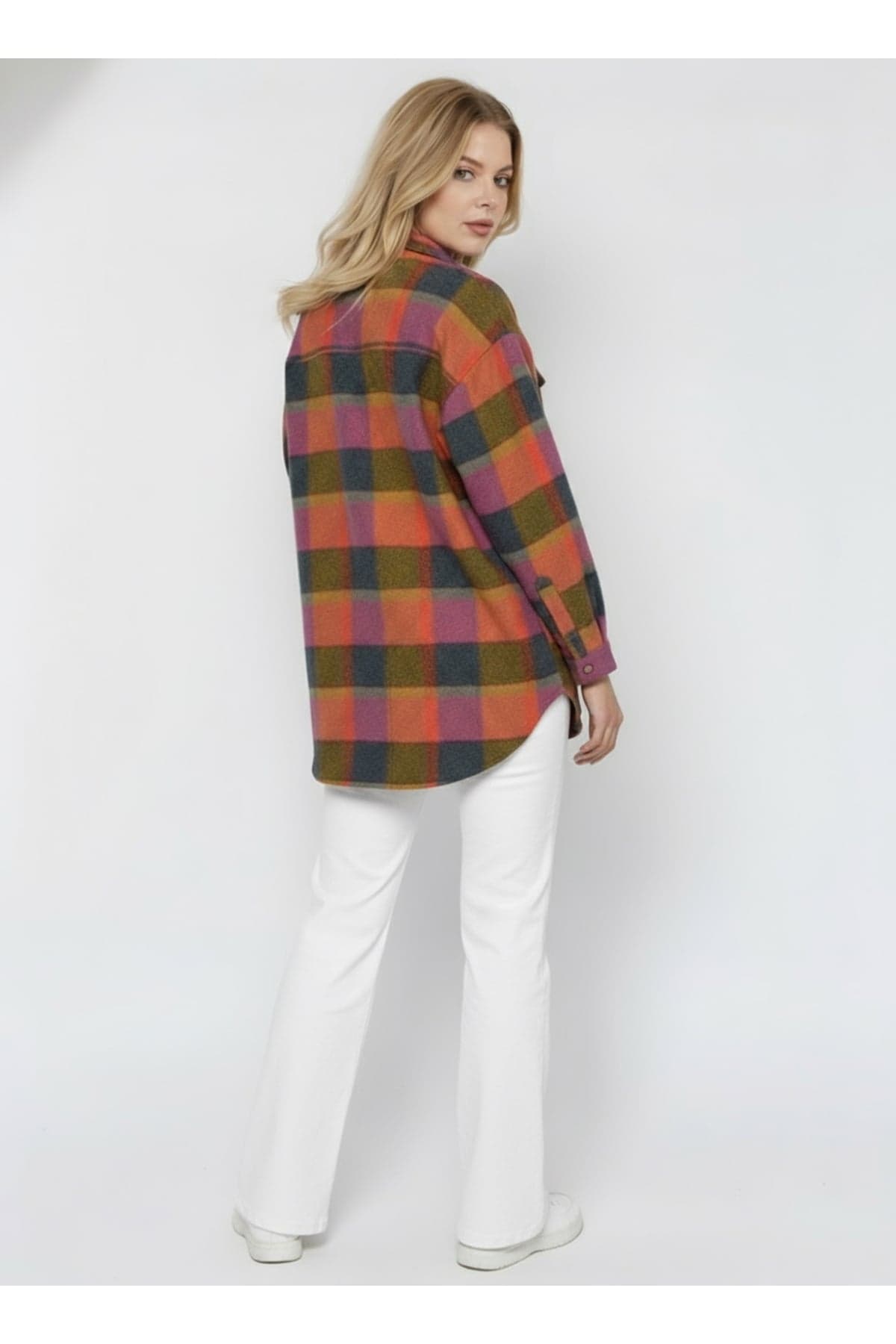 Orange-Purple Plaid Oversize Lumberjack Shirt