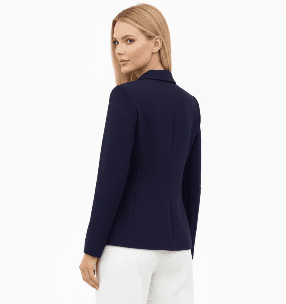 Navy Blue Cashmere Double-Breasted Jacket