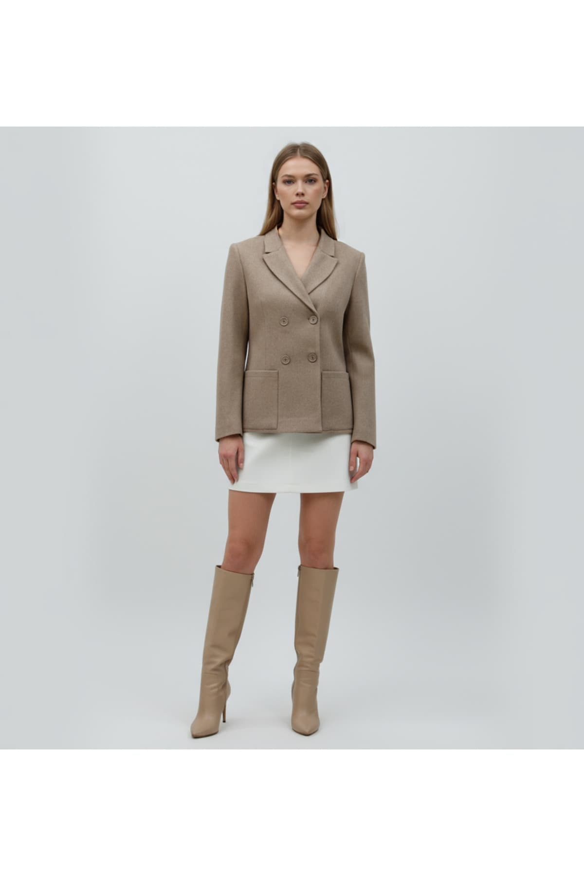 Mink Cashmere Double-Breasted Jacket