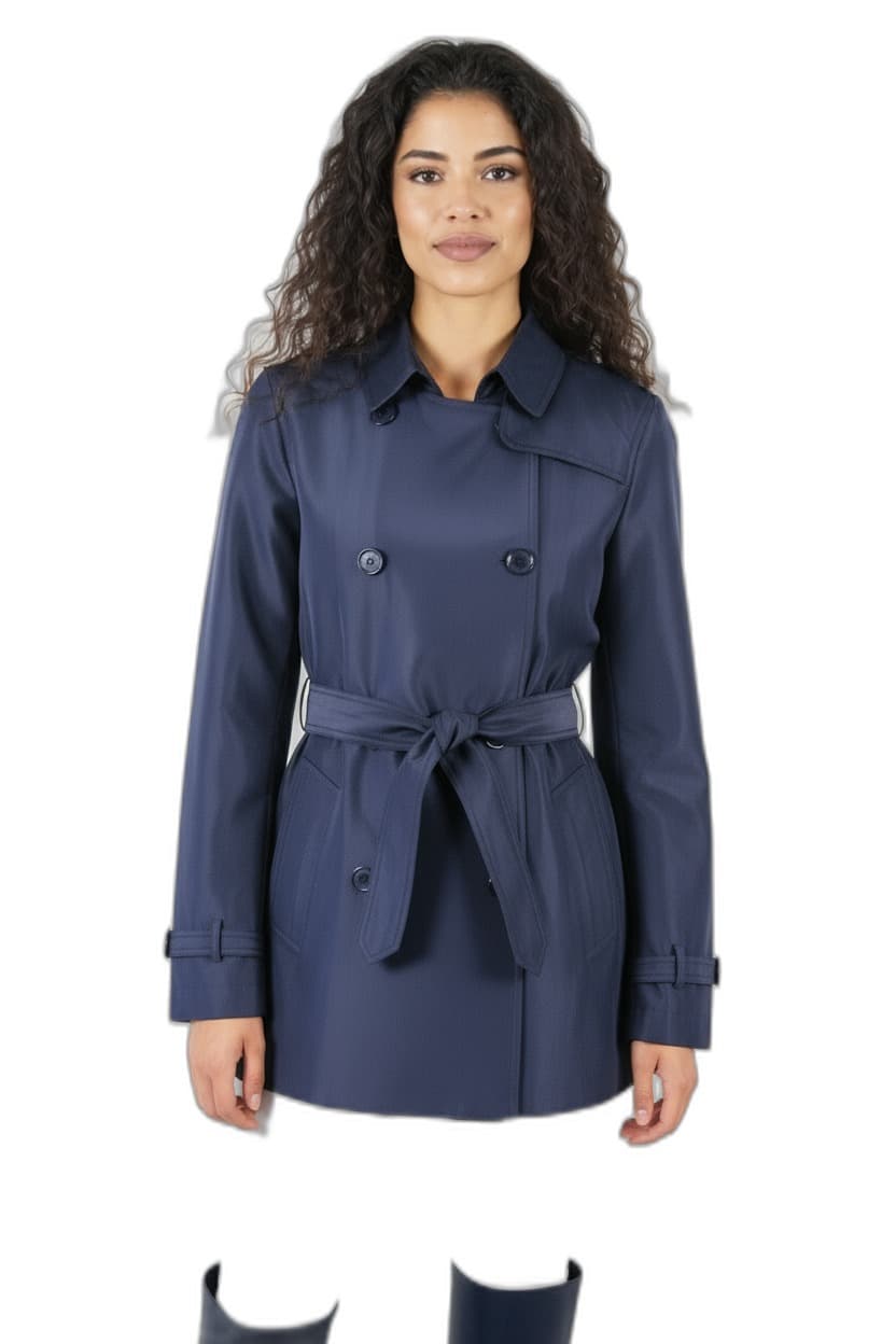 Navy Blue Short Trench Coat