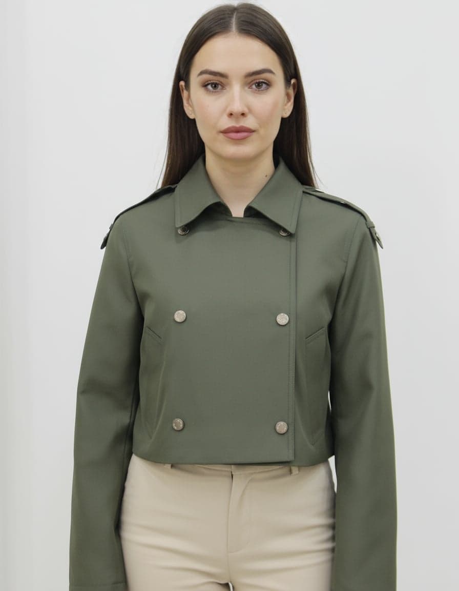 Khaki Short Cut Trench Coat