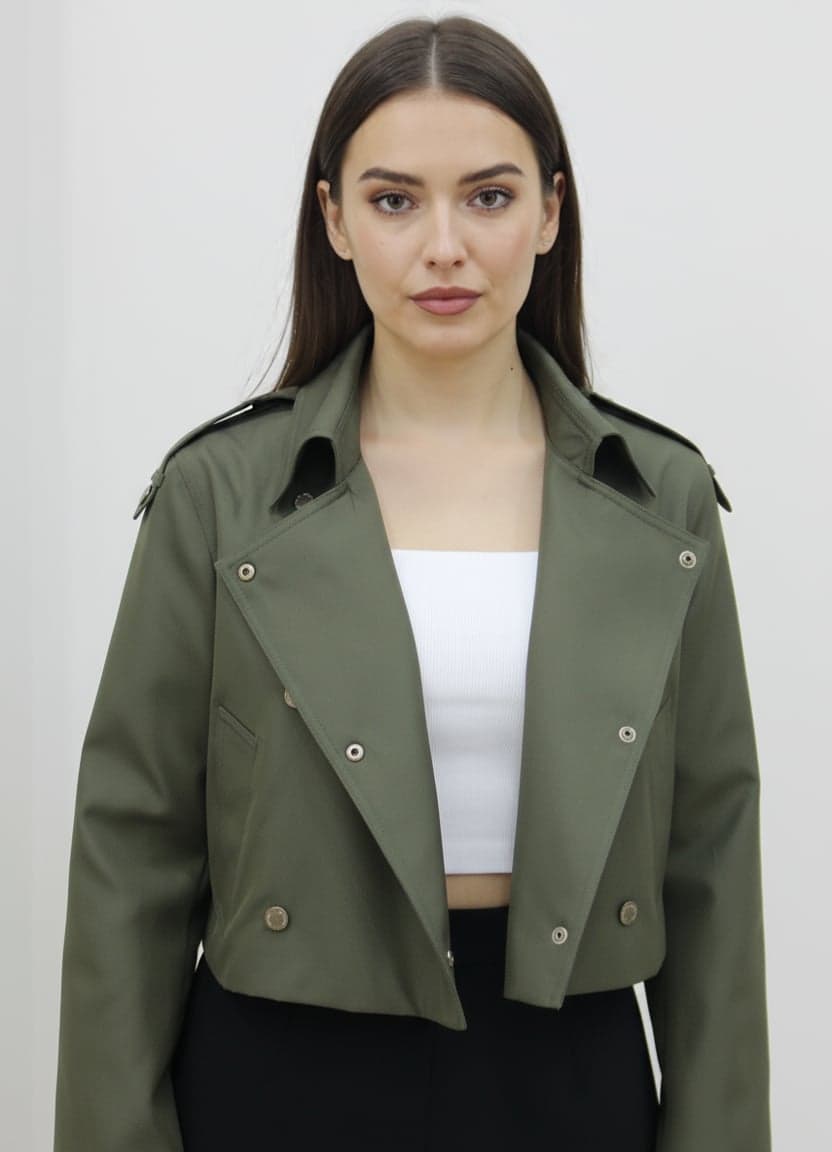 Khaki Short Cut Trench Coat