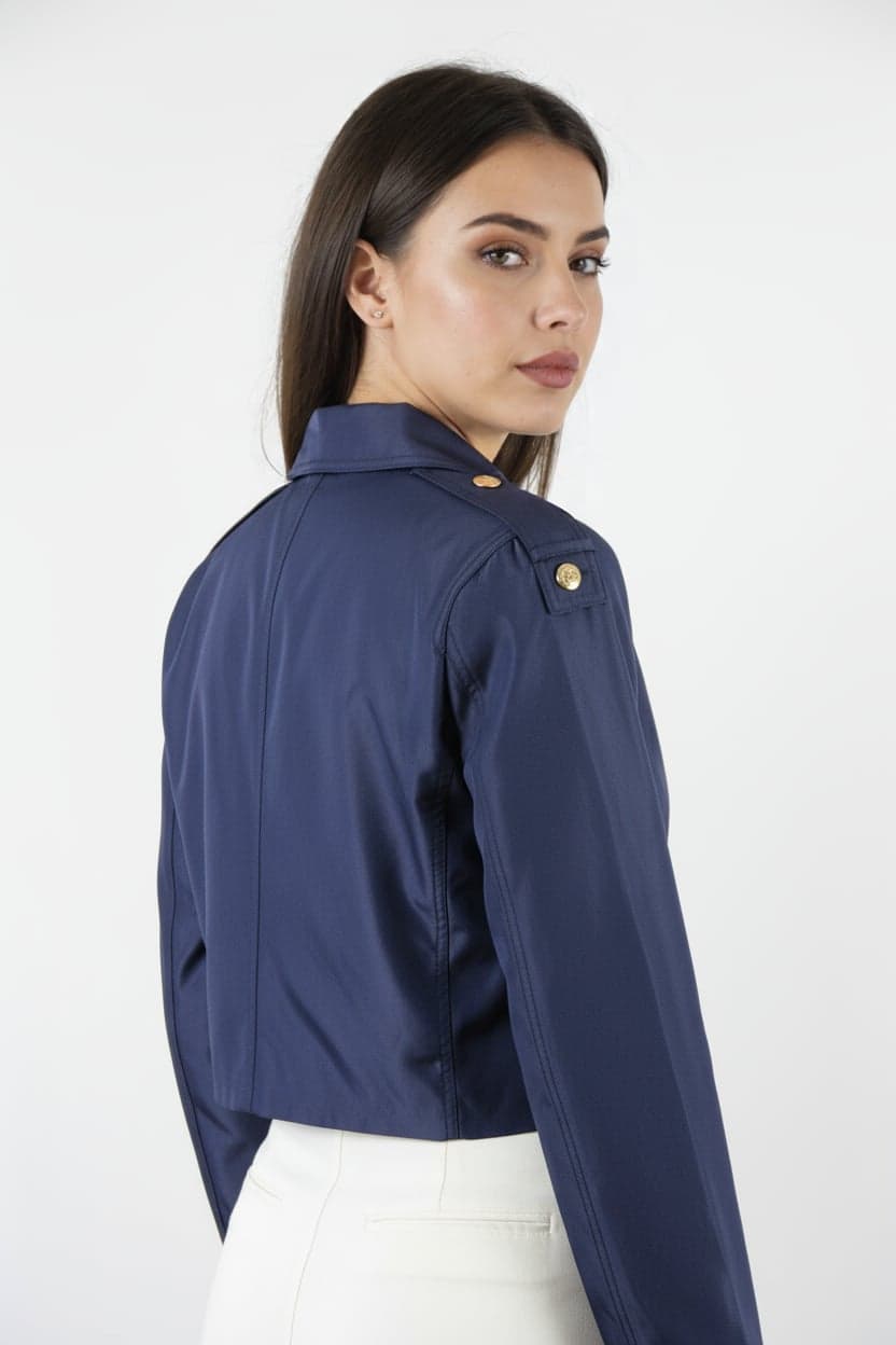 Navy Blue Short Cut Trench Coat