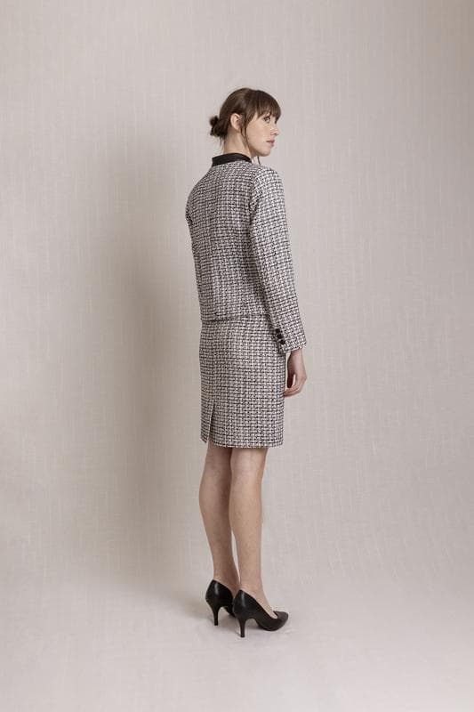 Black and White Tweed Jacket Skirt Suit Dress