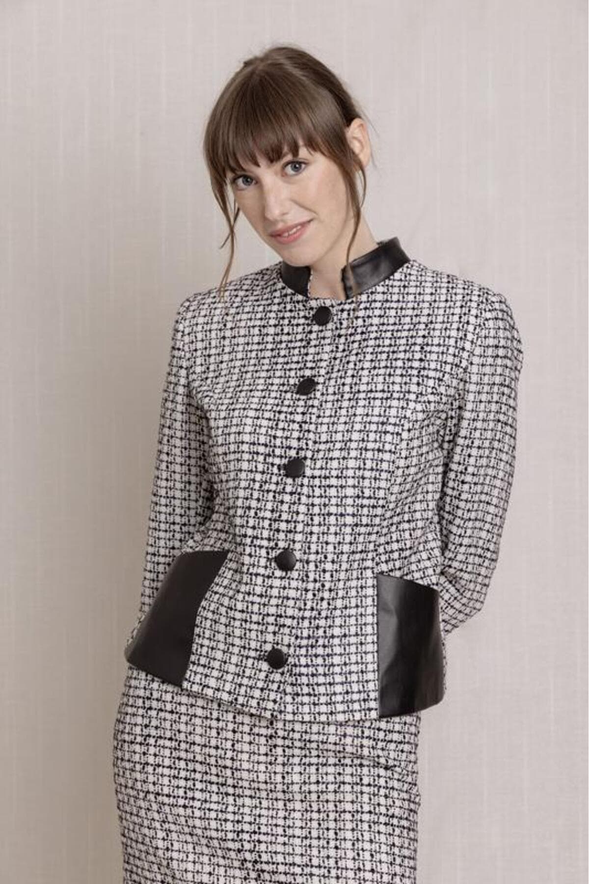Black and White Tweed Jacket Skirt Suit Dress