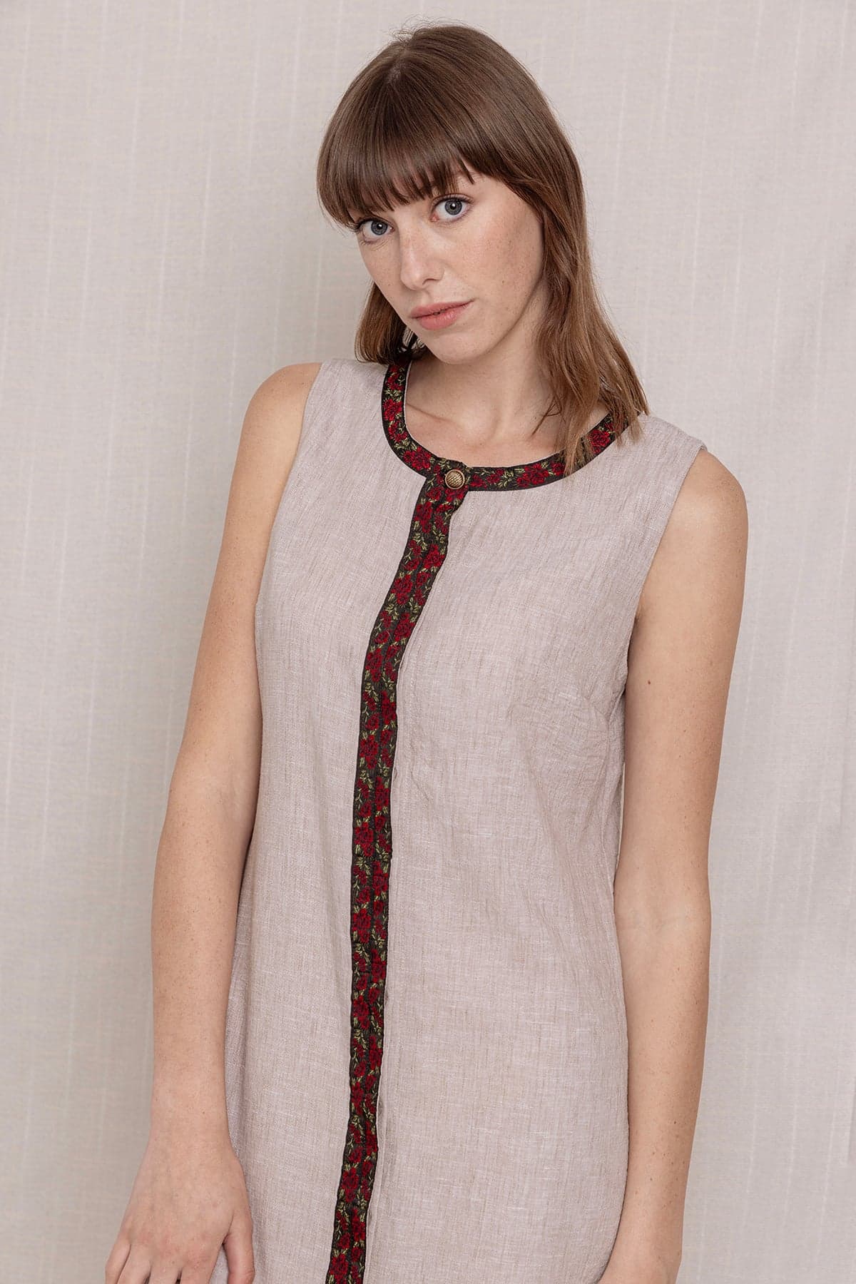 Bias Bound Linen Dress