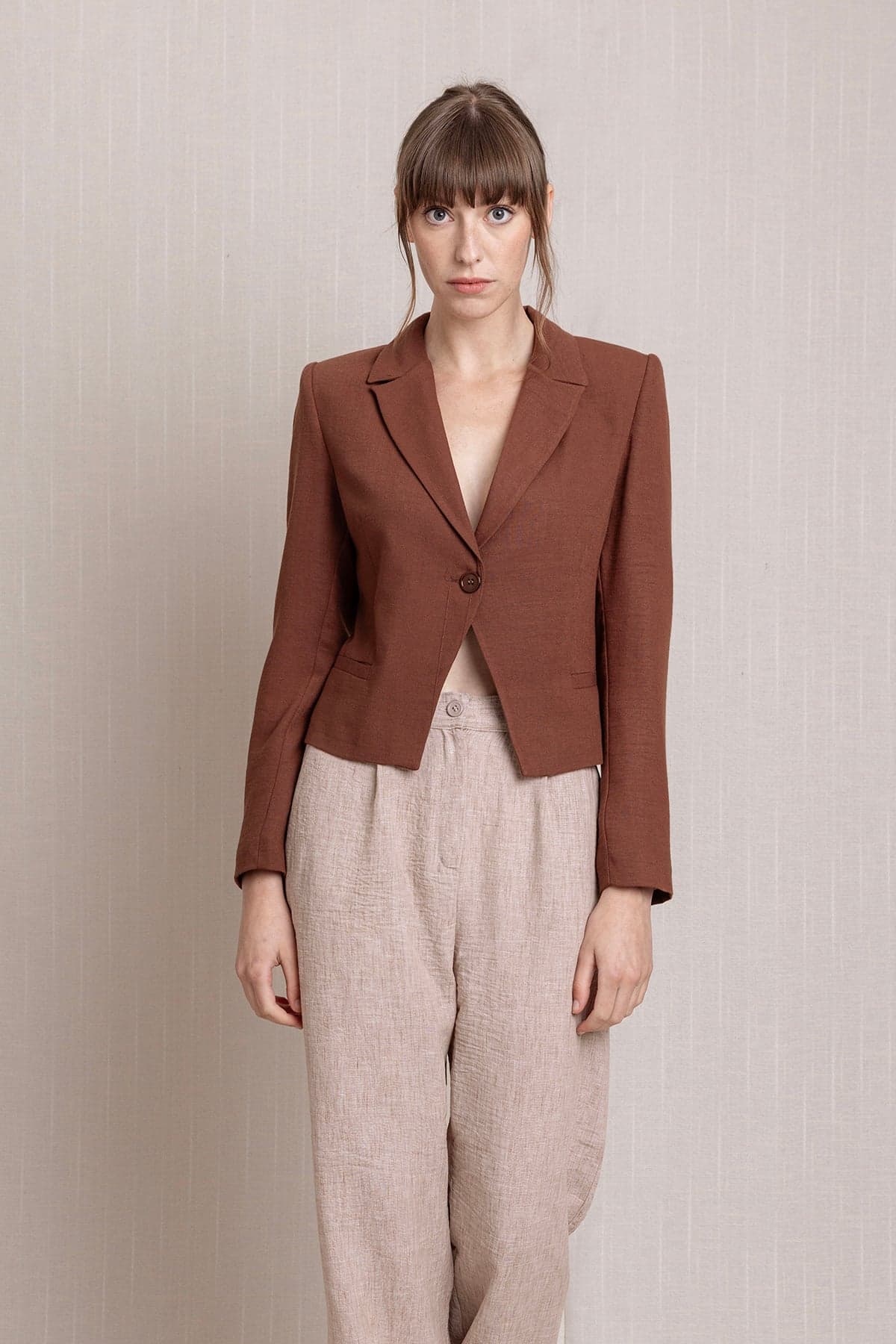 Brown Short Linen Jacket
