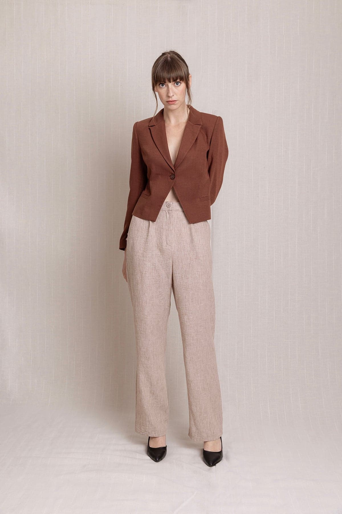 Brown Short Linen Jacket