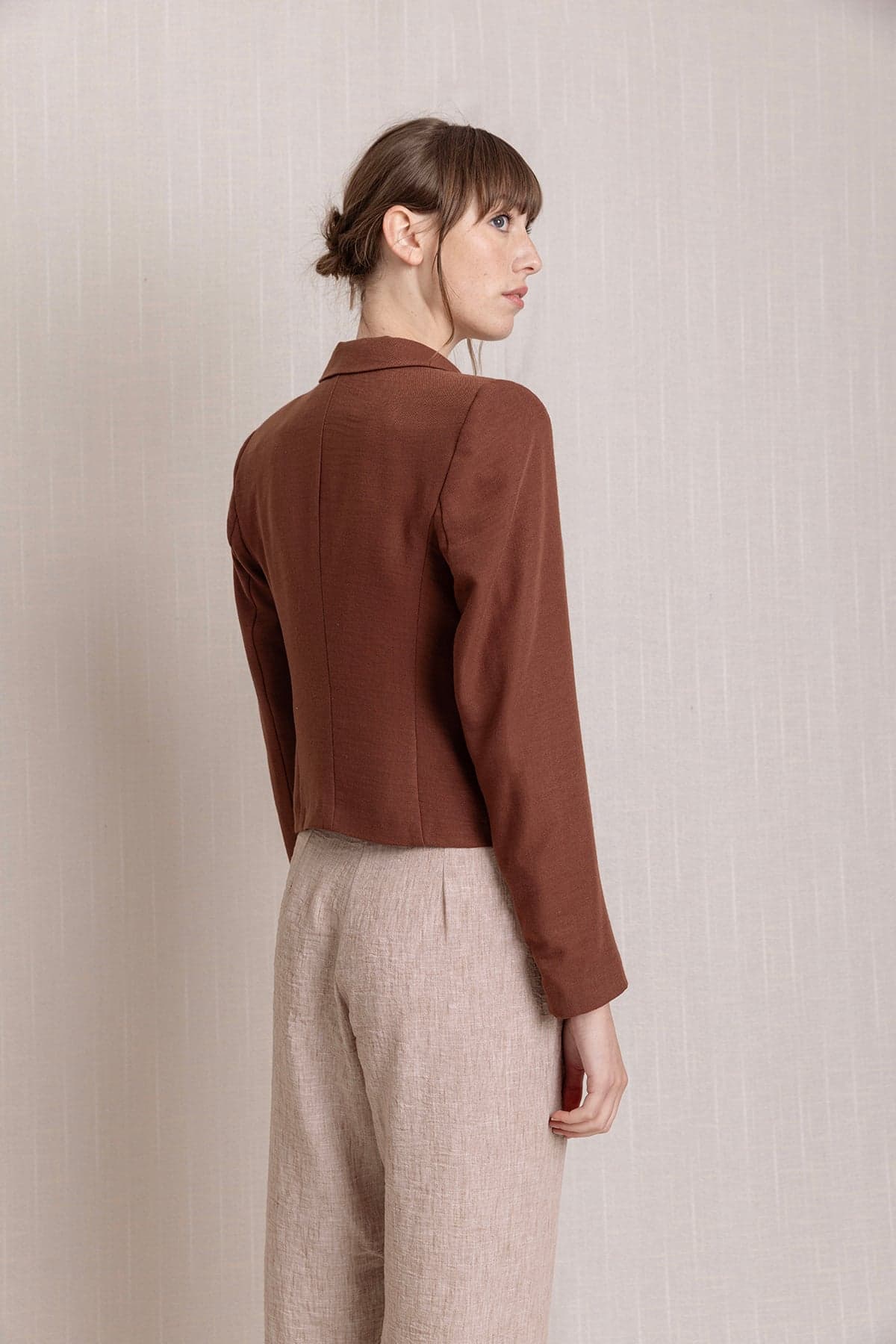 Brown Short Linen Jacket