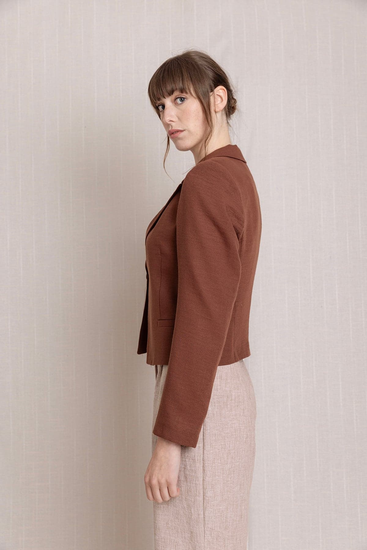 Brown Short Linen Jacket