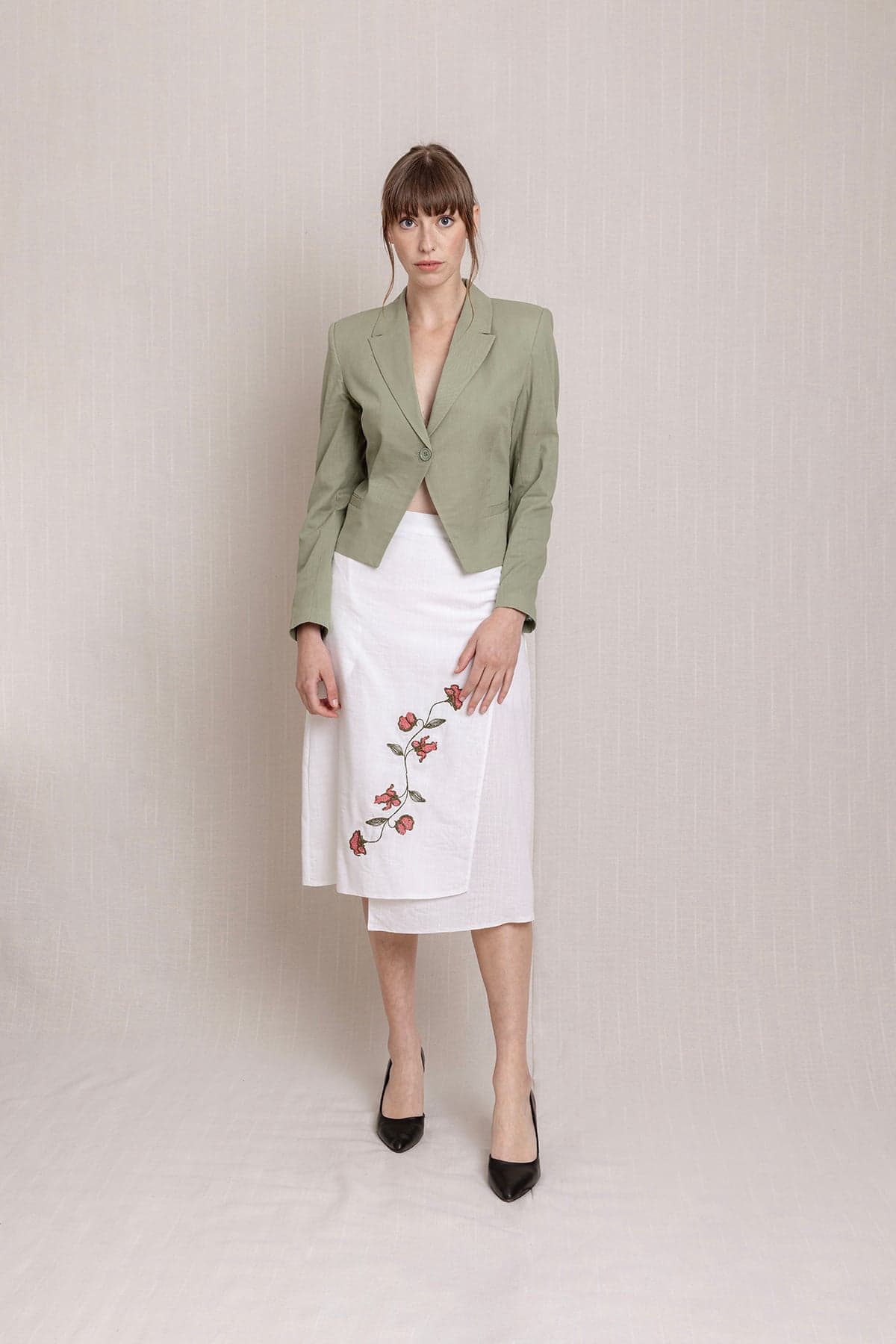 Sage Green Short Linen Jacket