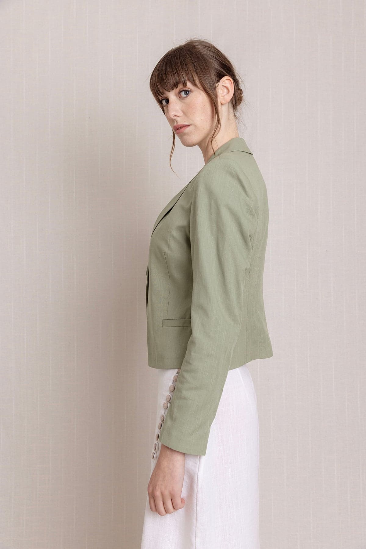 Sage Green Short Linen Jacket