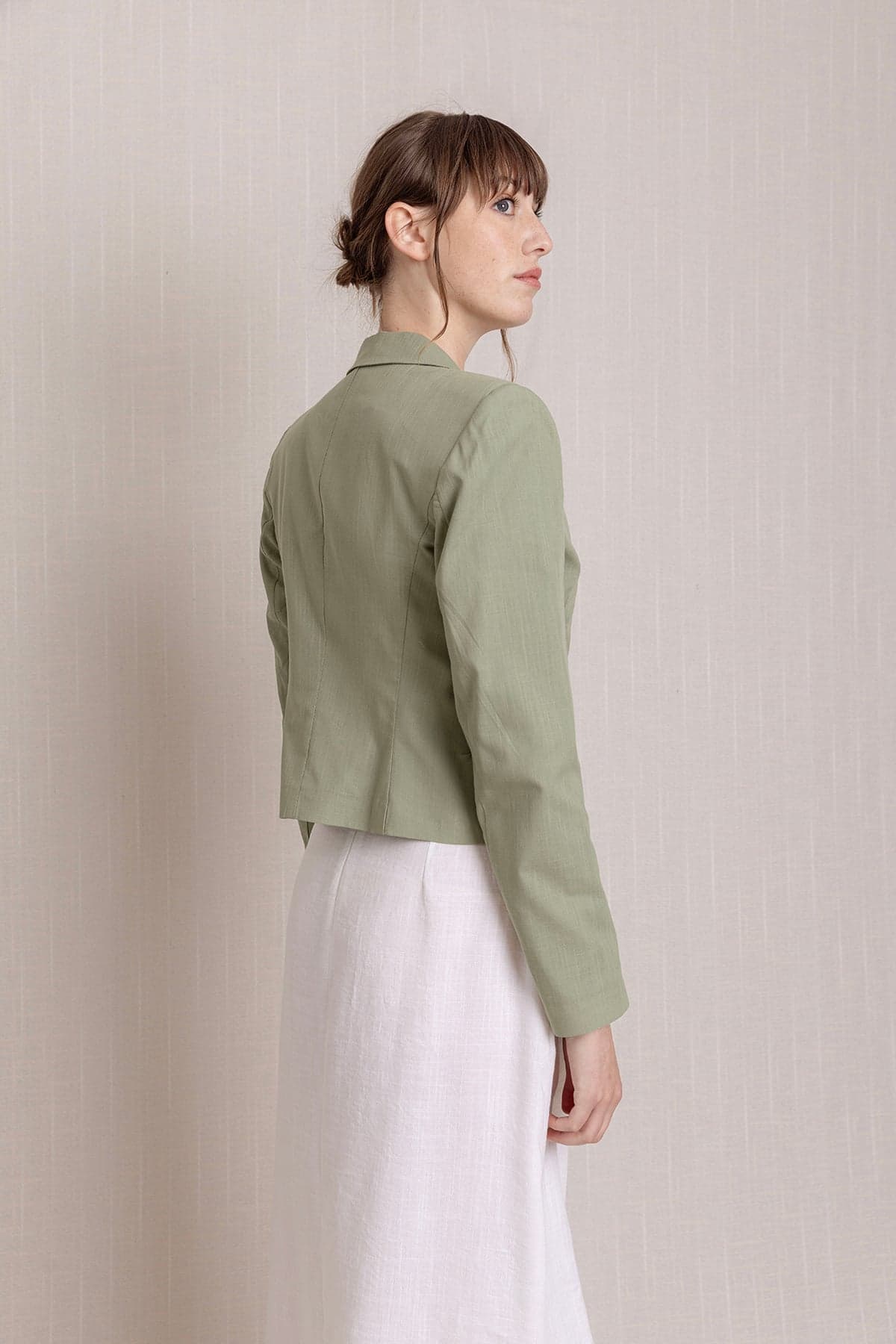 Sage Green Short Linen Jacket