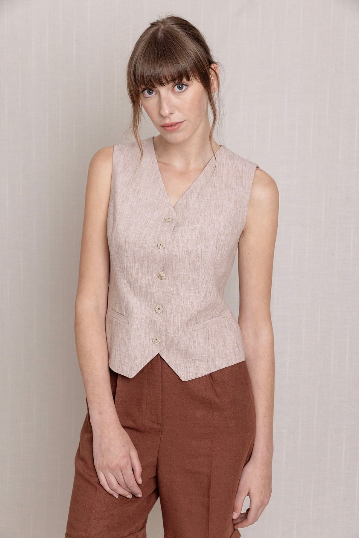 Light Brown Linen Vest