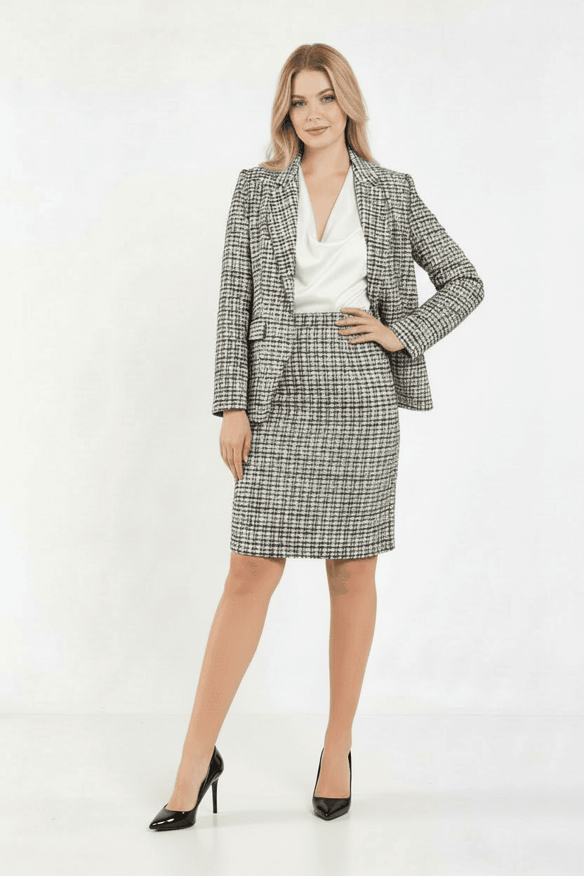Tweed Jacket Skirt Suit Dress