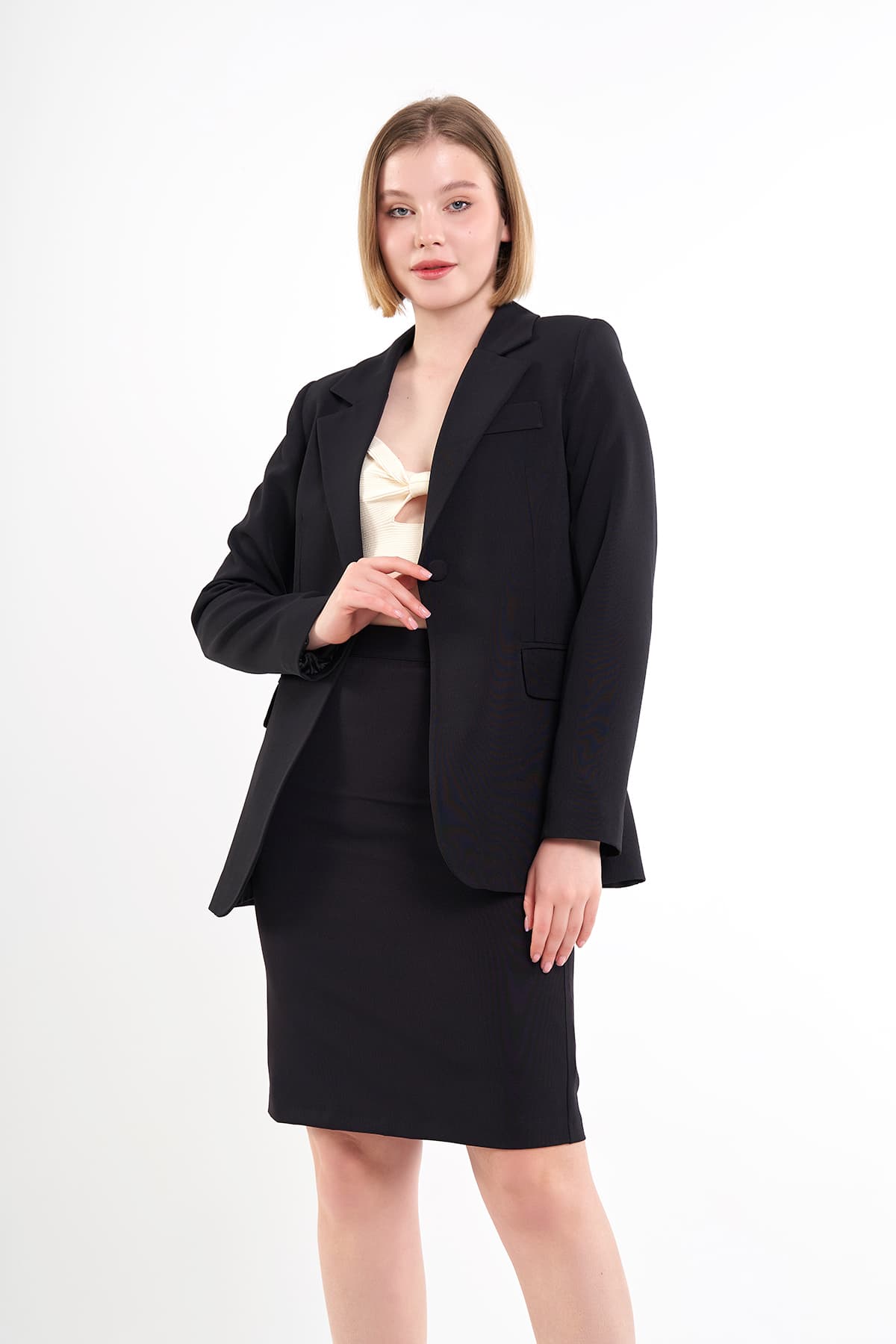 Black Jacket Skirt Suit Dress