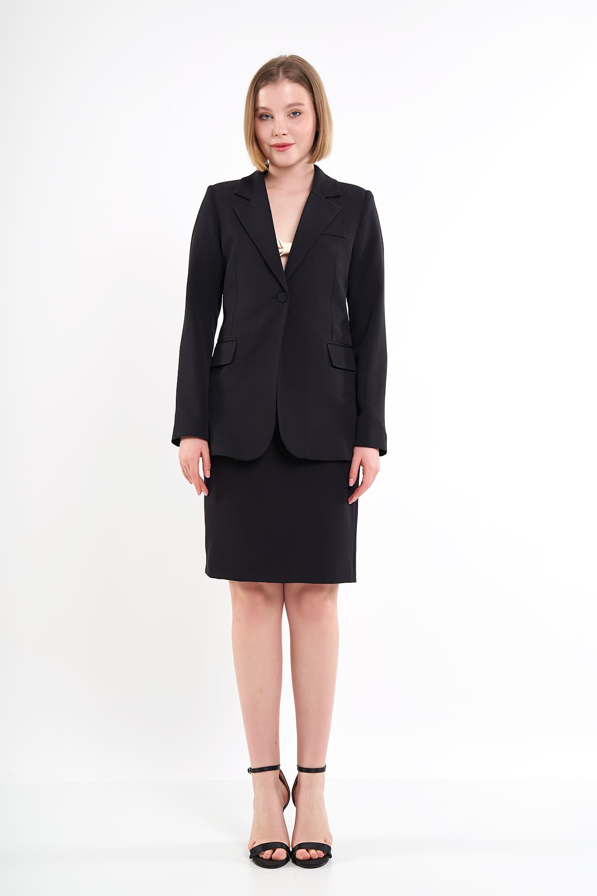 Black Jacket Skirt Suit Dress