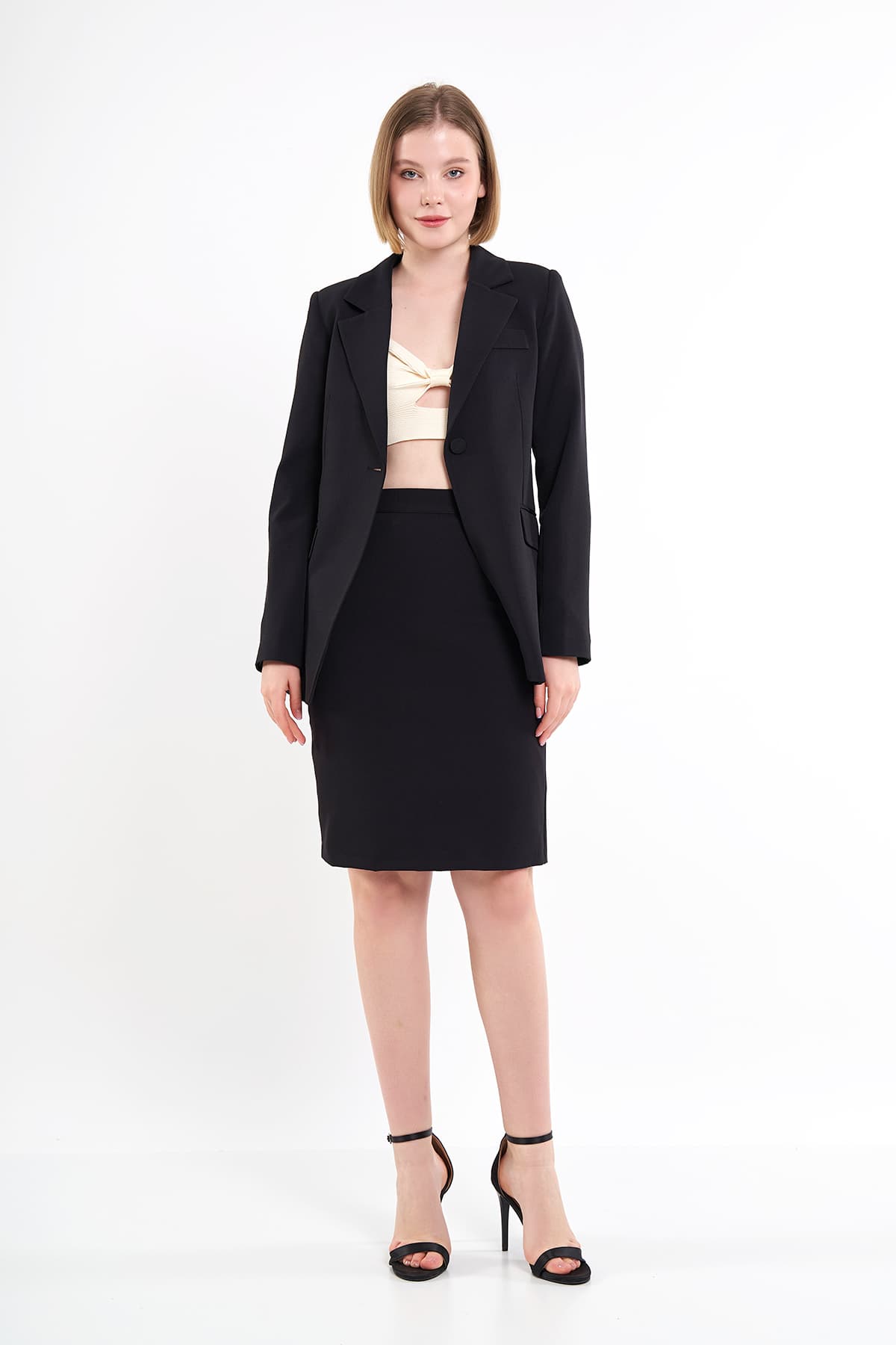 Black Jacket Skirt Suit Dress