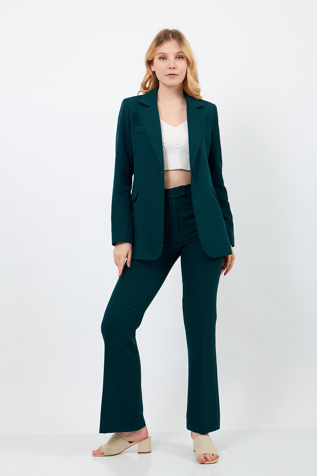 Emerald Green Jacket Pants Suit Dress