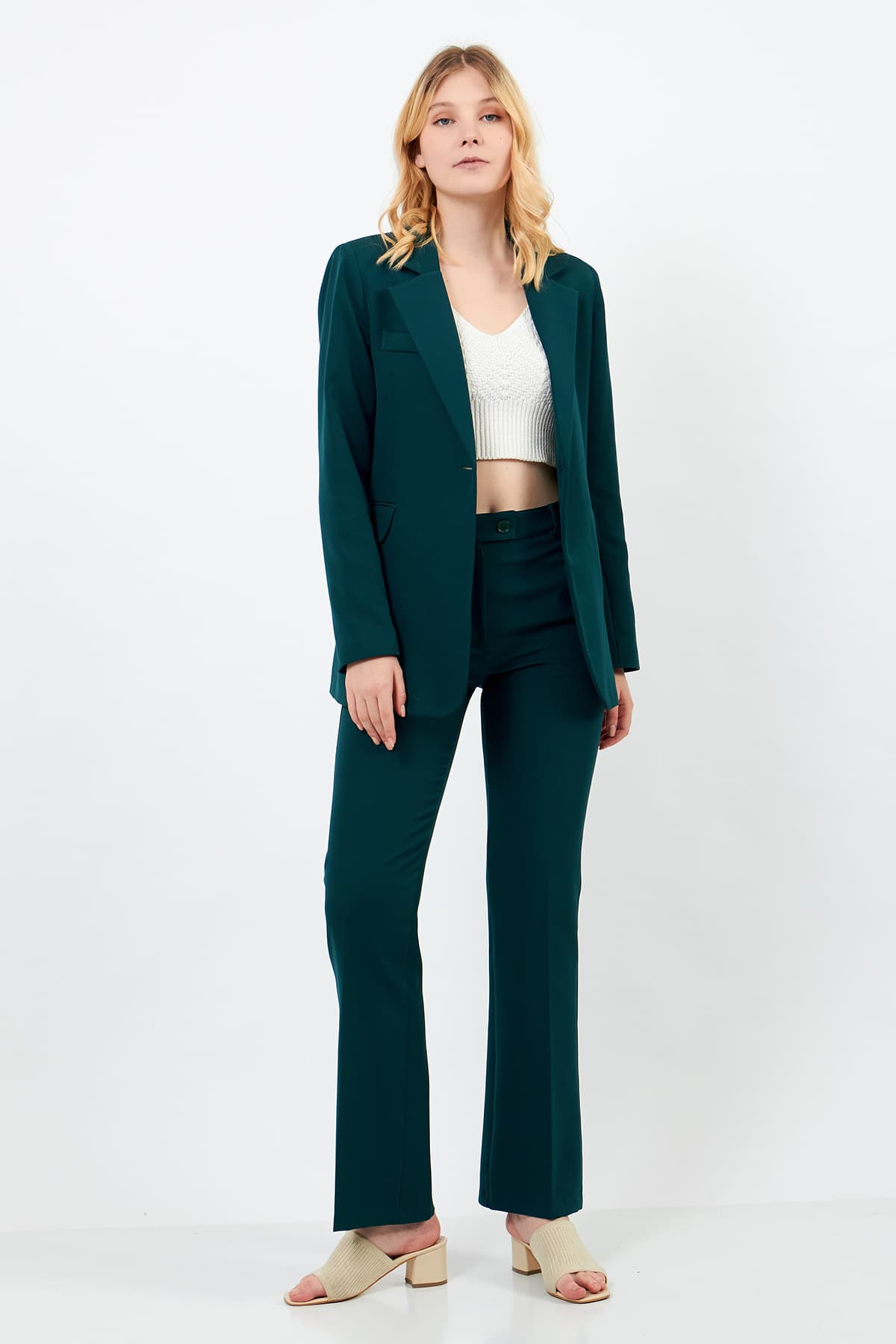 Emerald Green Jacket Pants Suit Dress