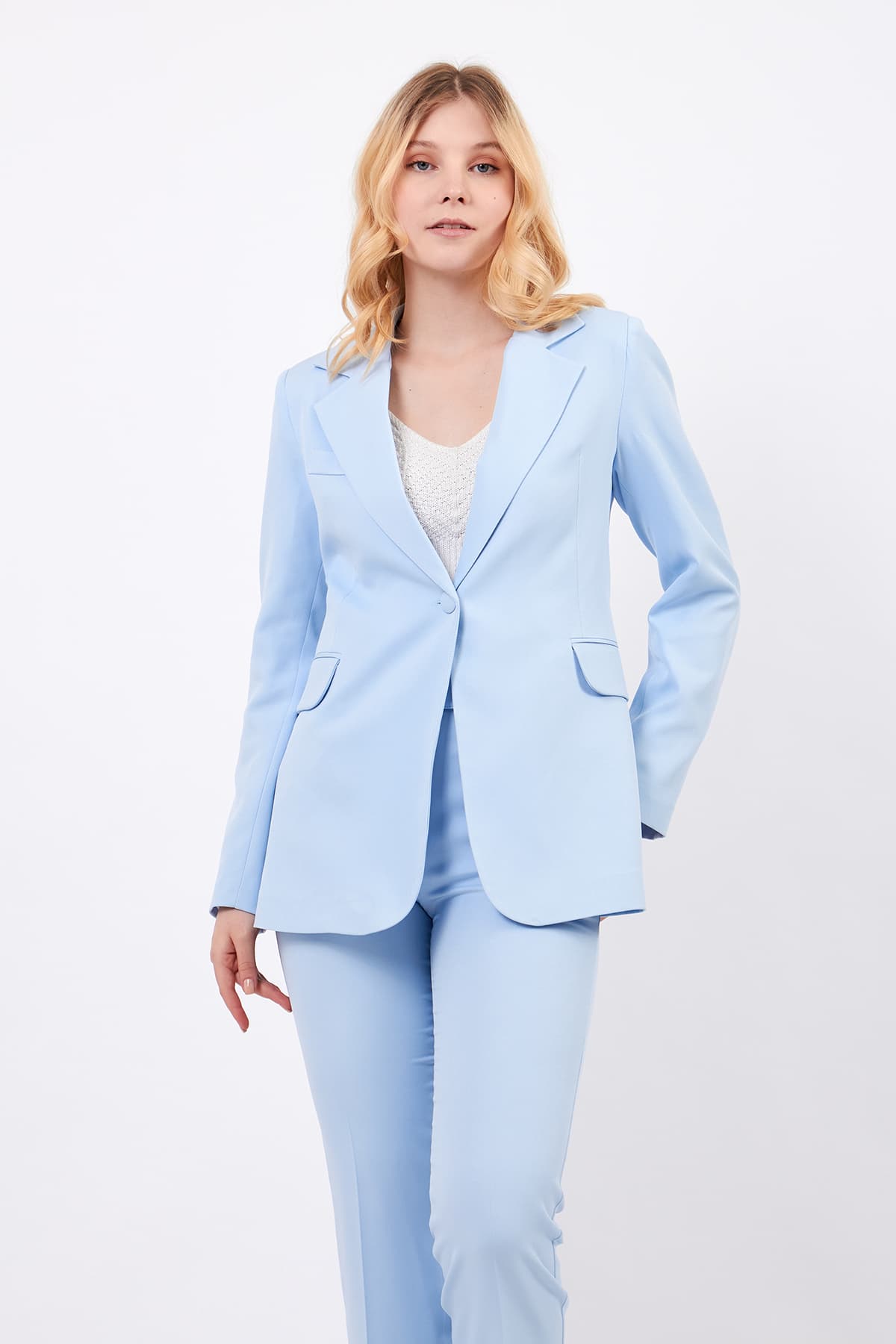 Blue Jacket Pants Suit