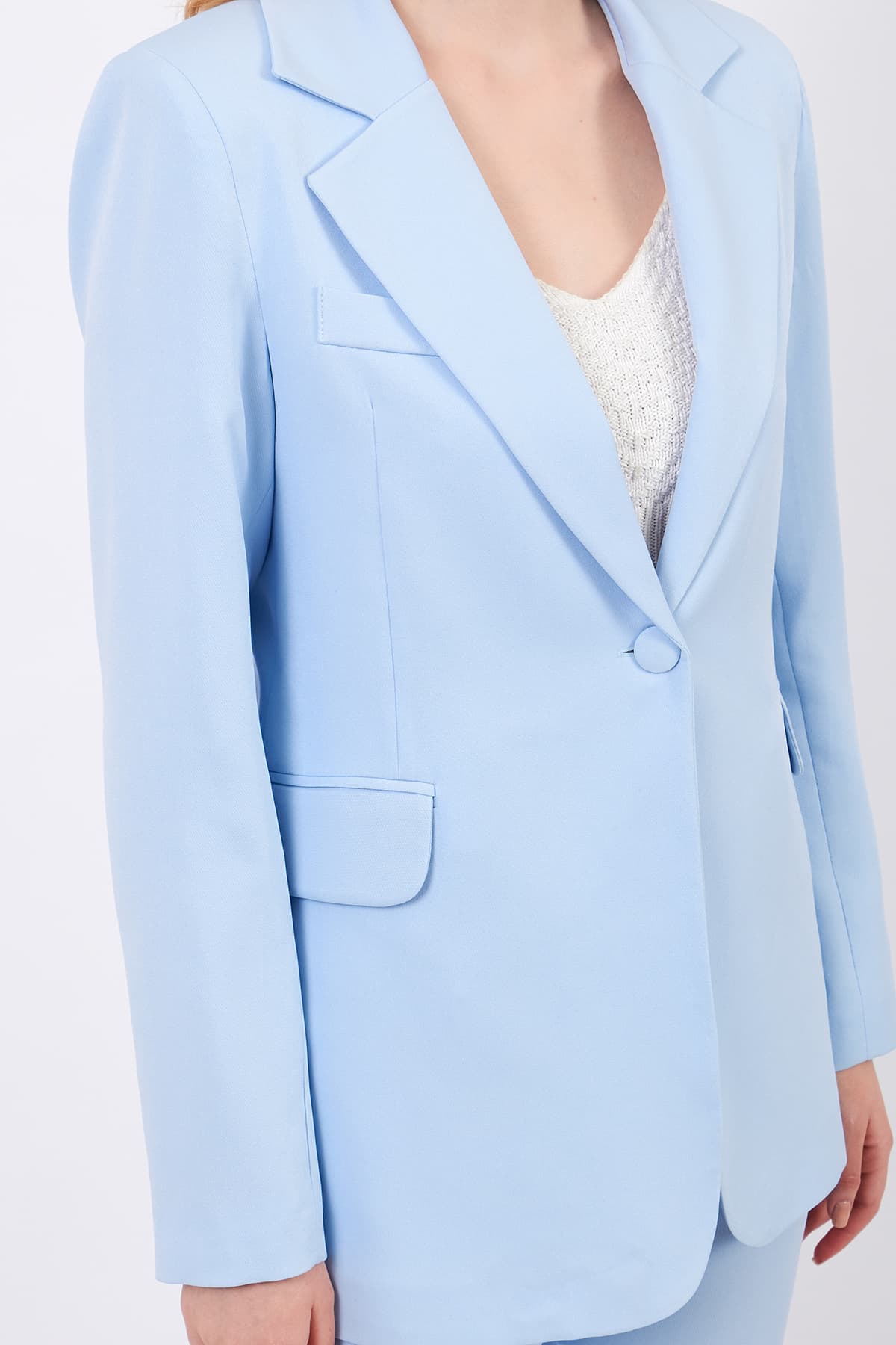 Blue Jacket Pants Suit
