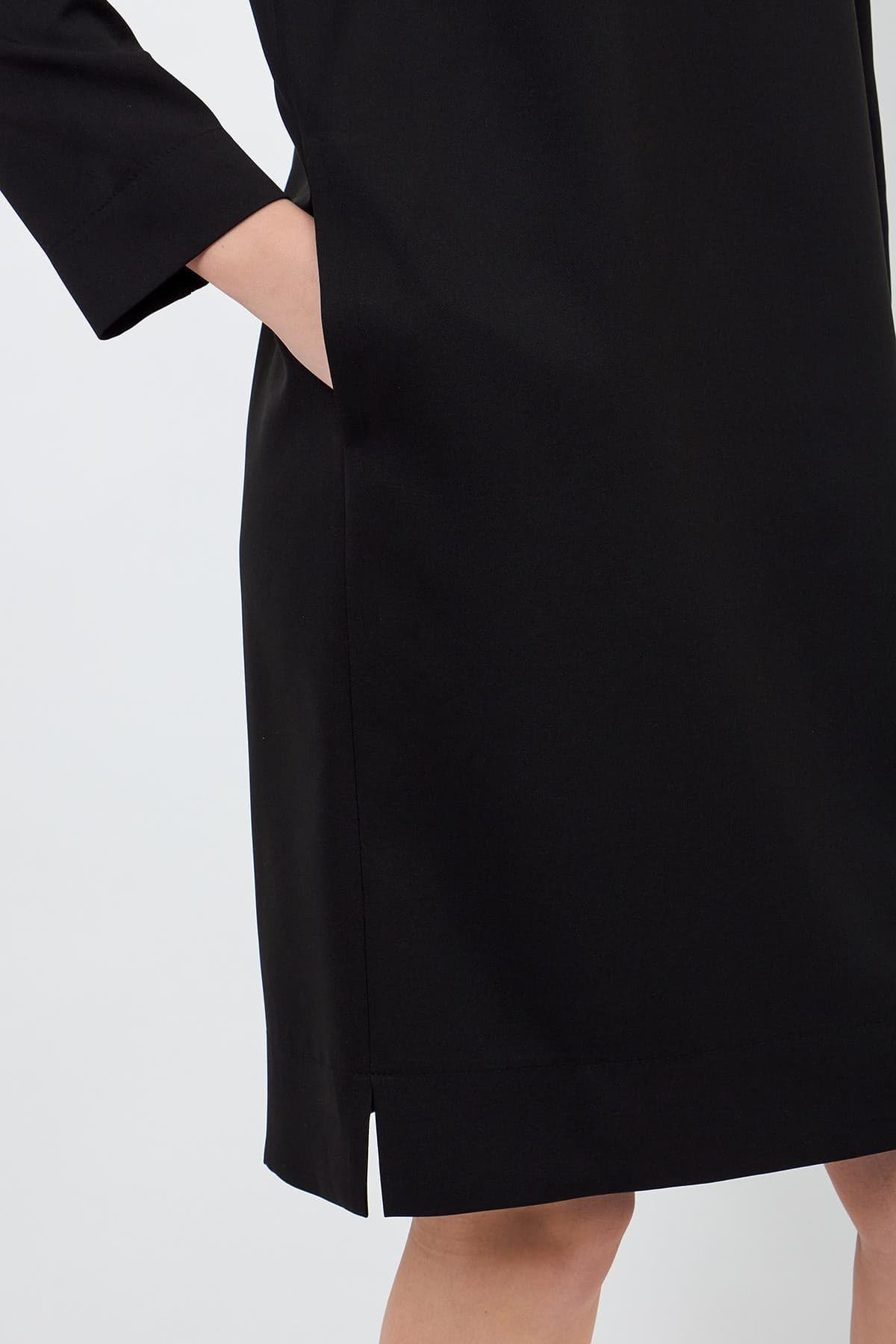 Black Shoulder Detail Side Pocket Dress