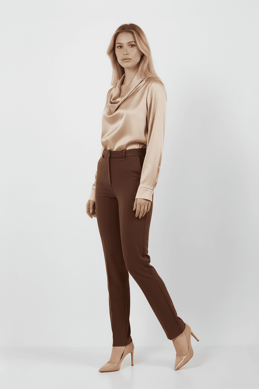 Brown Slim Leg Trousers