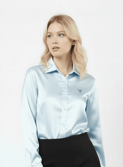 Blue Satin Shirt