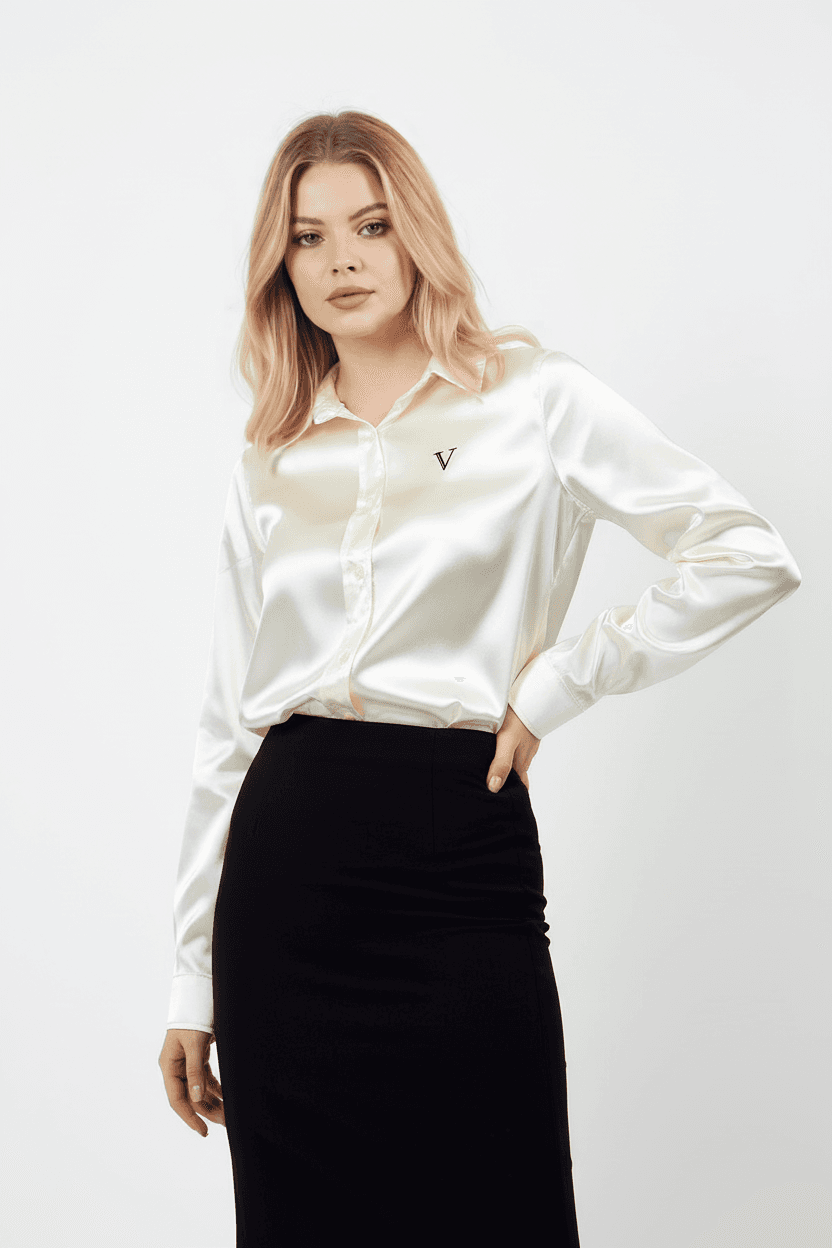 Cream Satin Shirt