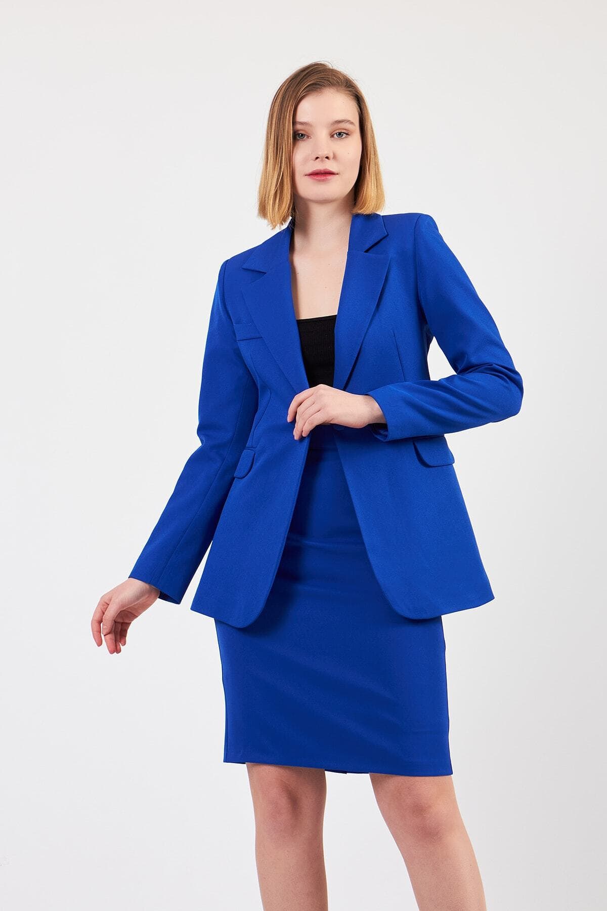 Light Blue Jacket Skirt Suit