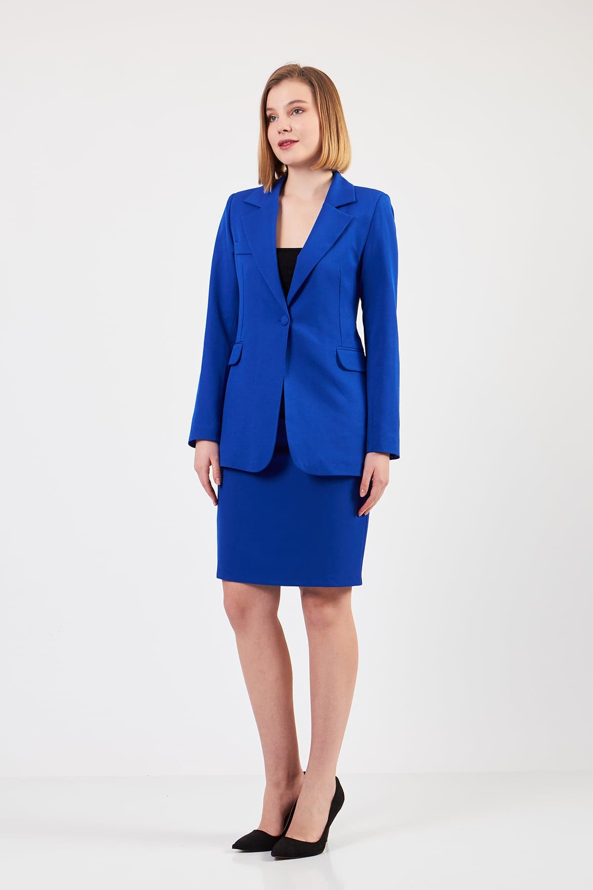 Light Blue Jacket Skirt Suit