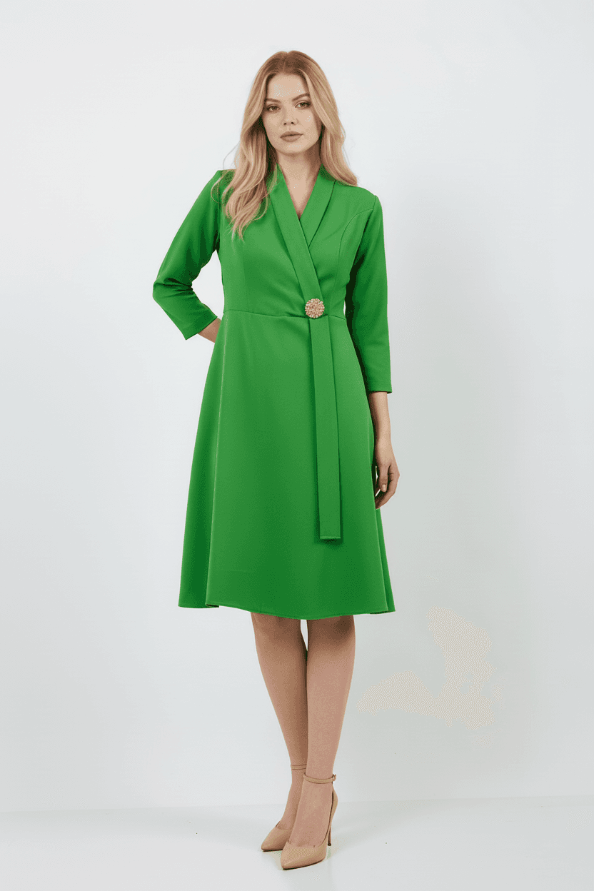 Green Brooch Dress