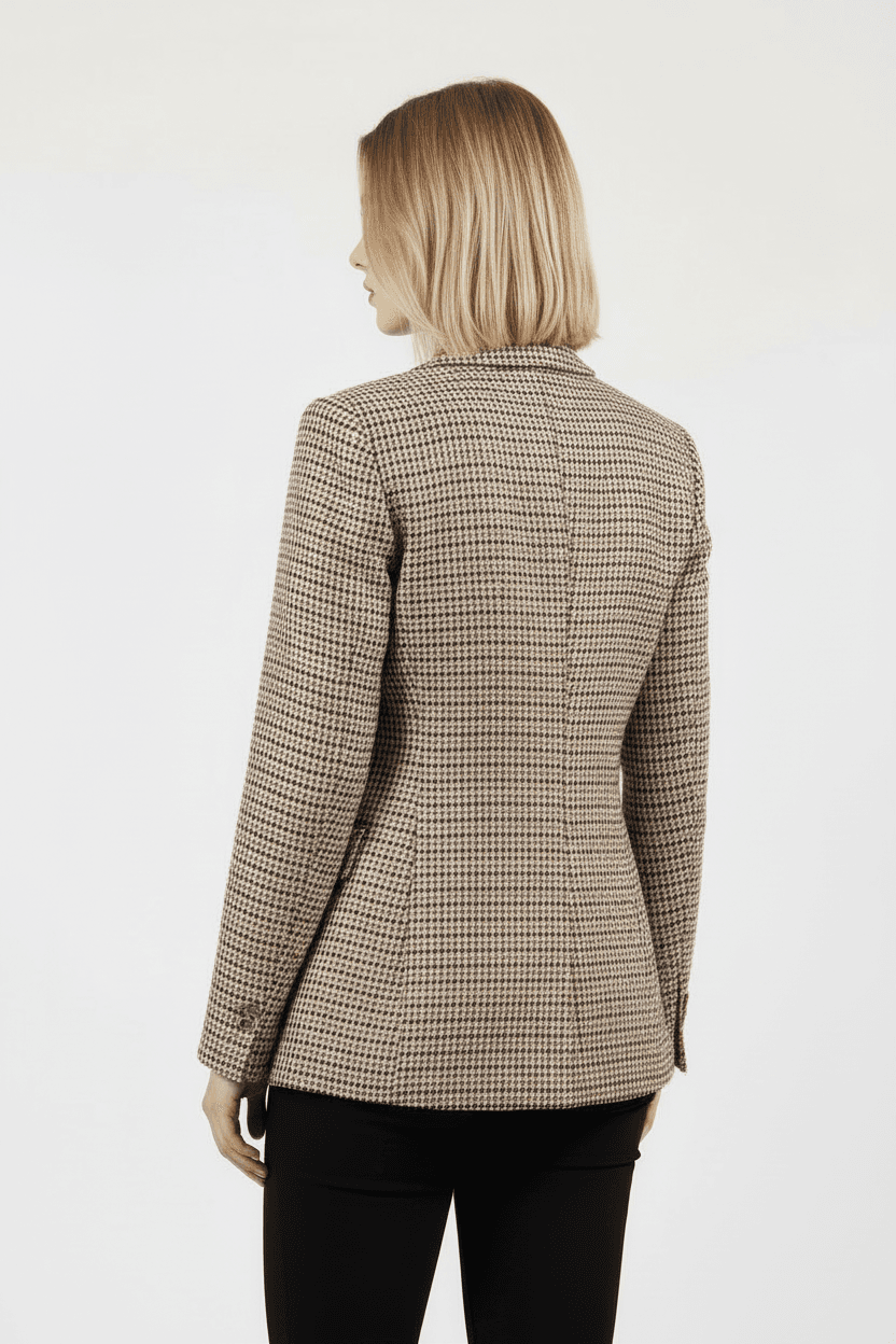 Houndstooth Patterned Blazer Jacket