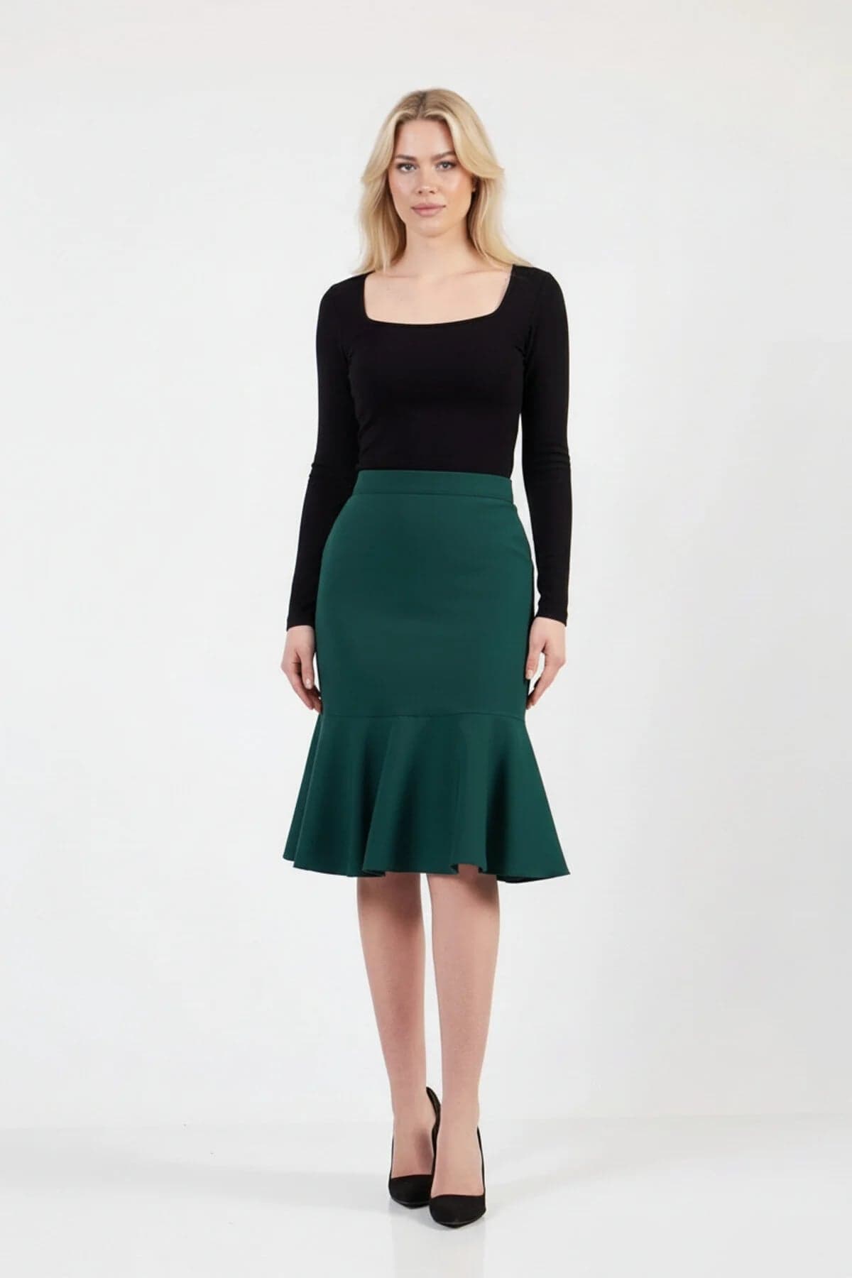 Emerald Green Ruffled Skirt