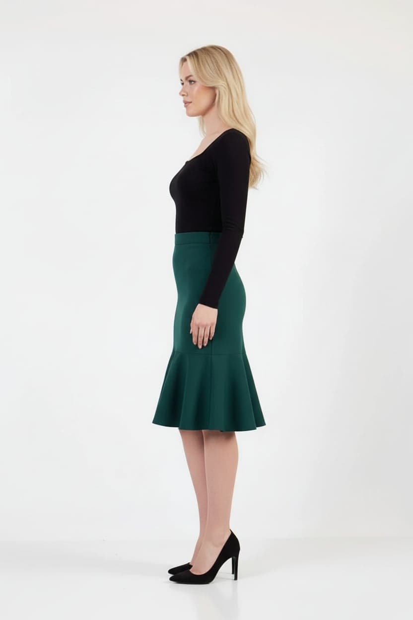 Emerald Green Ruffled Skirt