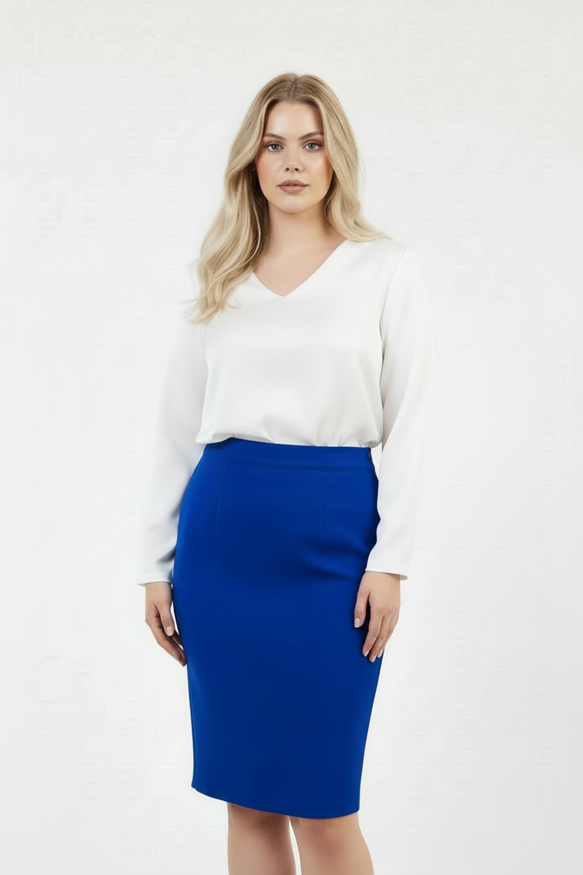 Sax Blue Pencil Skirt