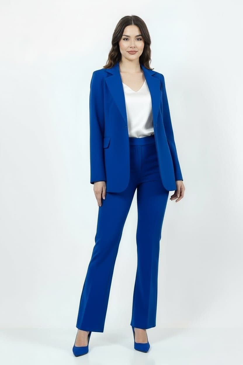 Sax Blue Jacket Trousers Suit Dress