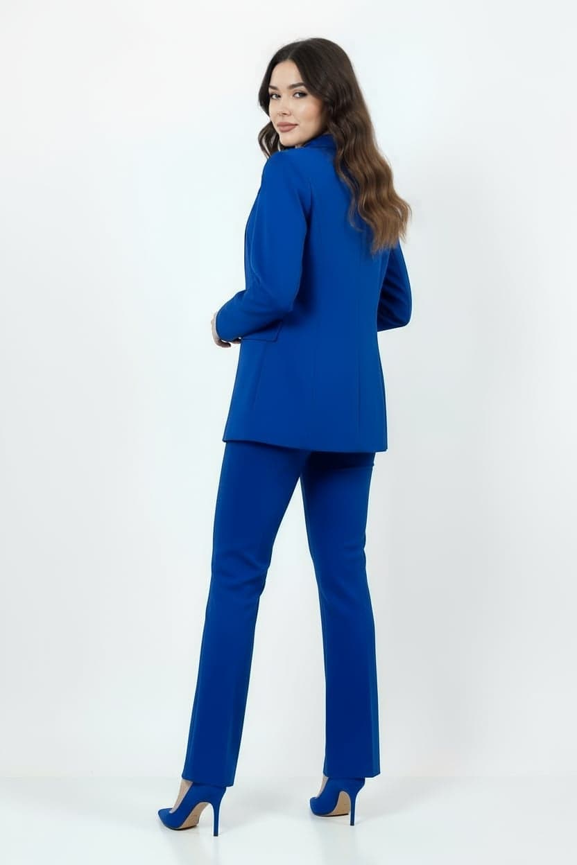 Sax Blue Jacket Trousers Suit Dress