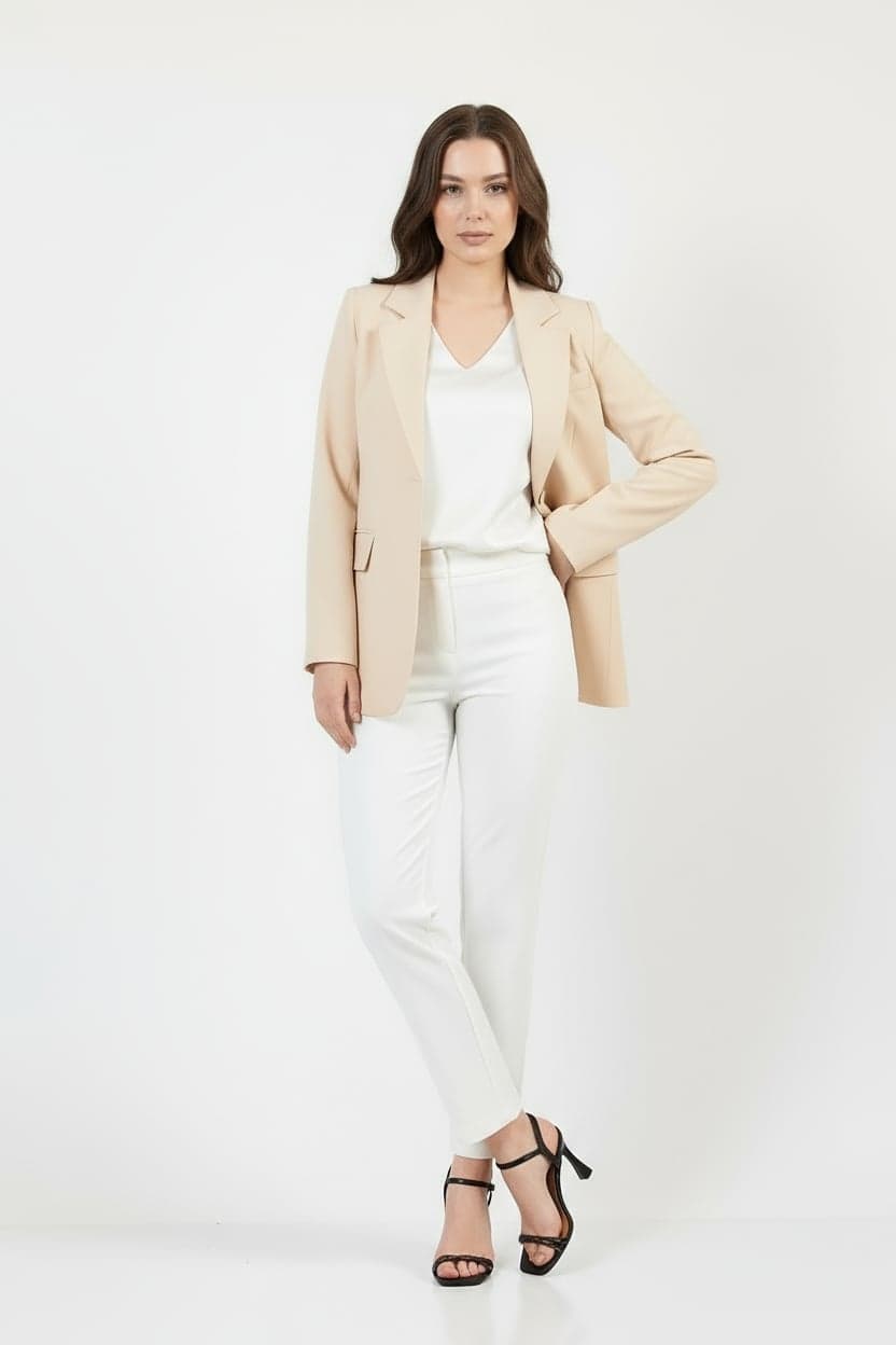 Beige Single Button Jacket