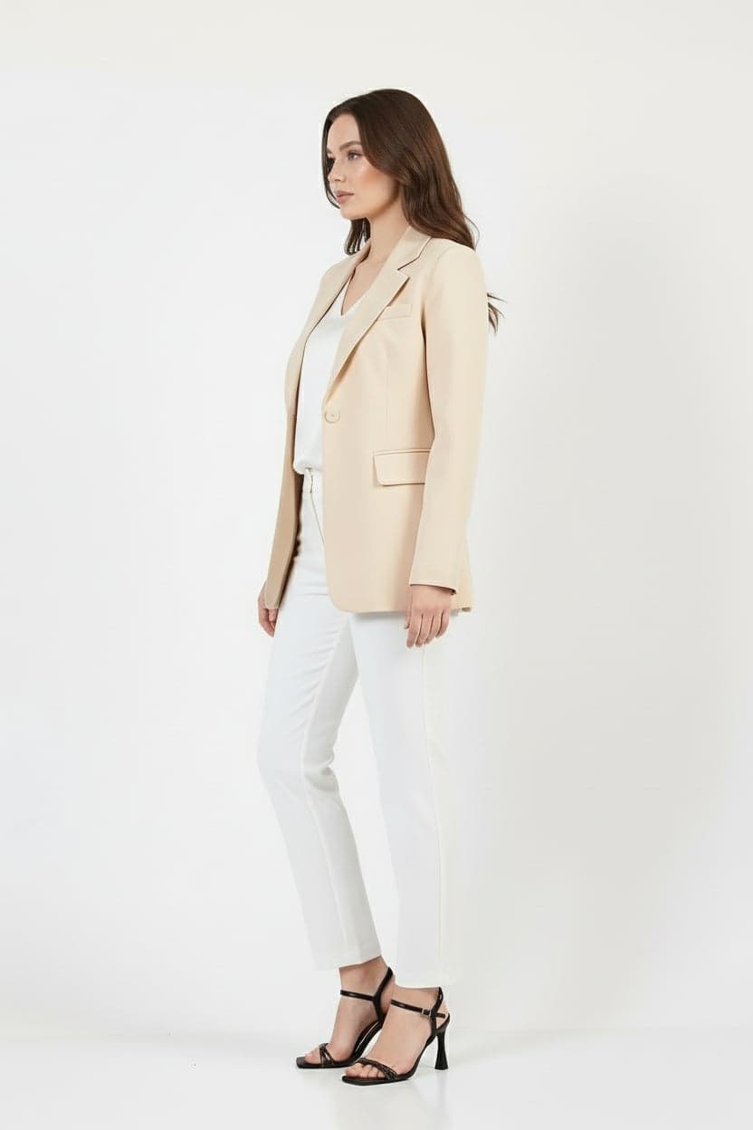 Beige Single Button Jacket