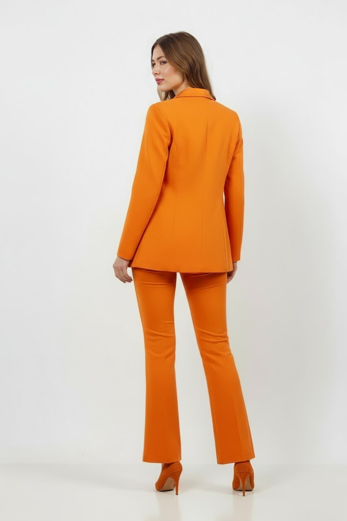 Orange Jacket Pant Suit Dress