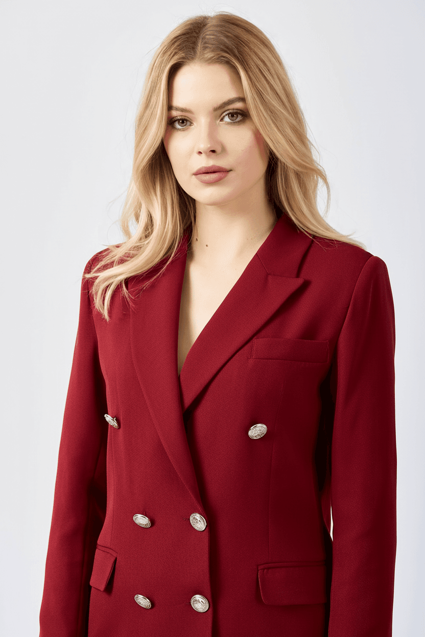 Burgundy Cropped Blazer Jacket